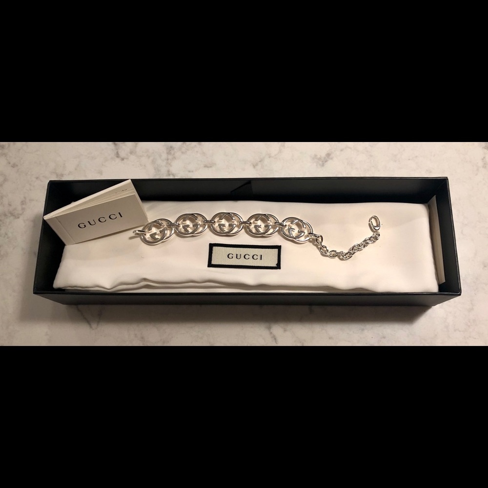 Gucci "Britt" Sterling Silver "G" Link Bracelet
